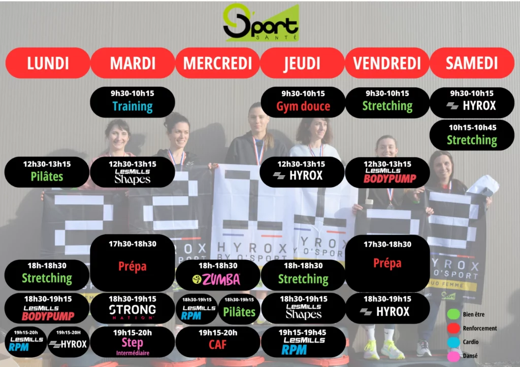 Planning cours collectif d'avril